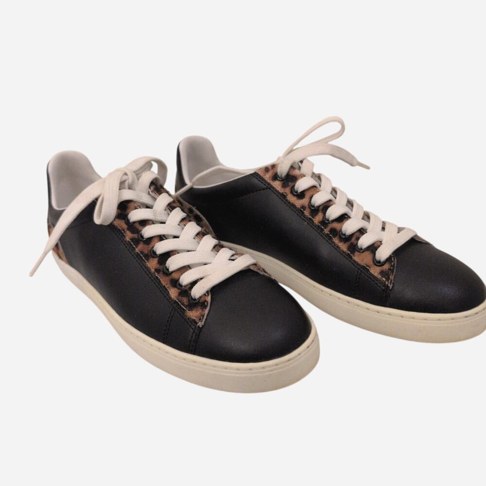 Stuart Weitzman Livvy Leopard Print Calf Hair and Leather Sneaker Size 9 - Picture 2 of 7